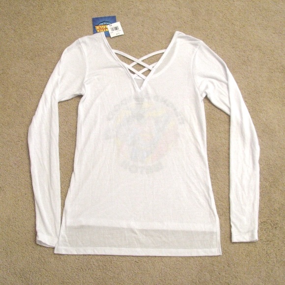 SUPER HEROES Long Sleeve Graphic Tee NEW Womens Size Small White - Picture 6 of 8